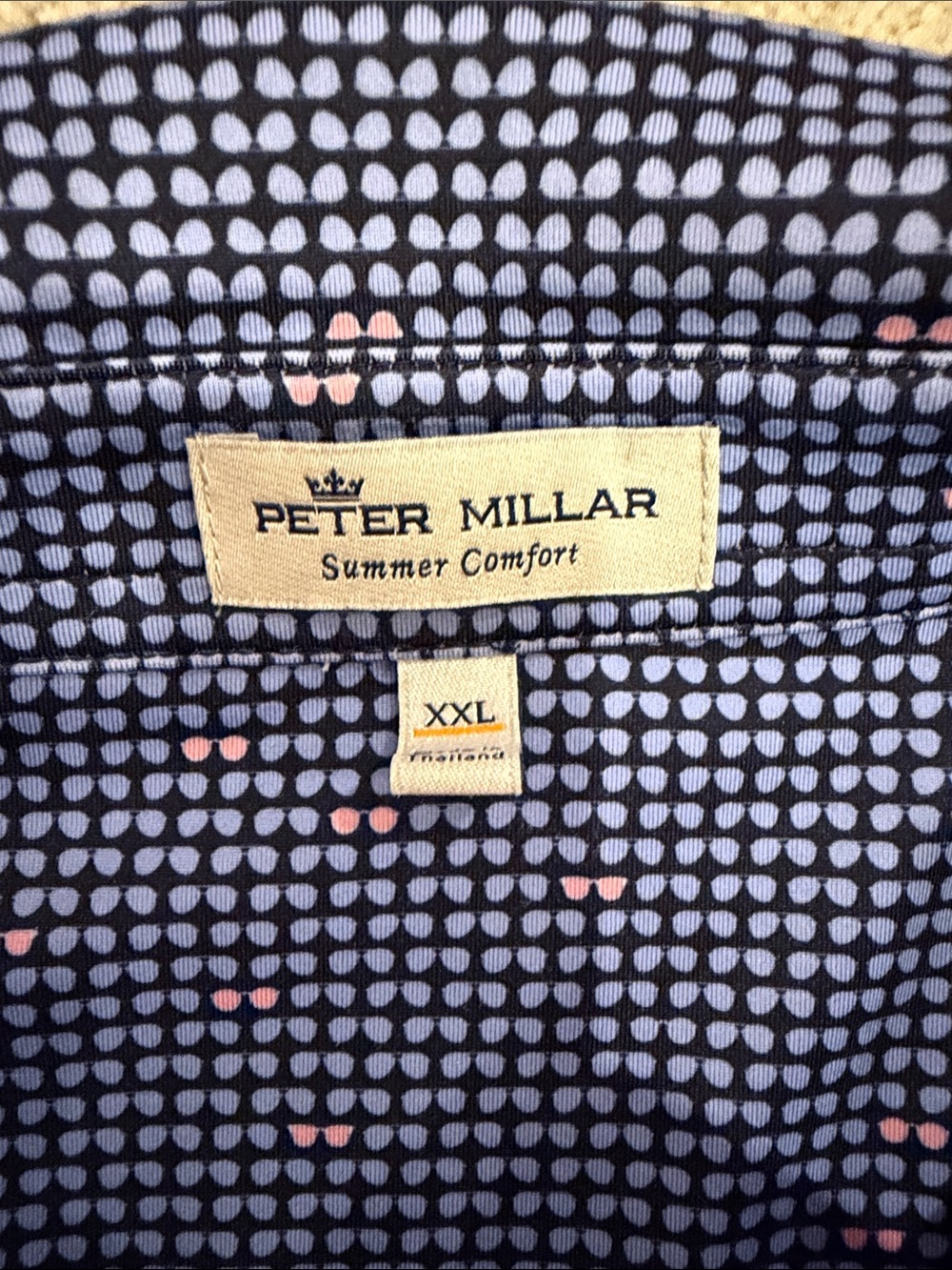 Peter Millar Navy Blue Micro-Pattern Polo - Picture 2 of 2